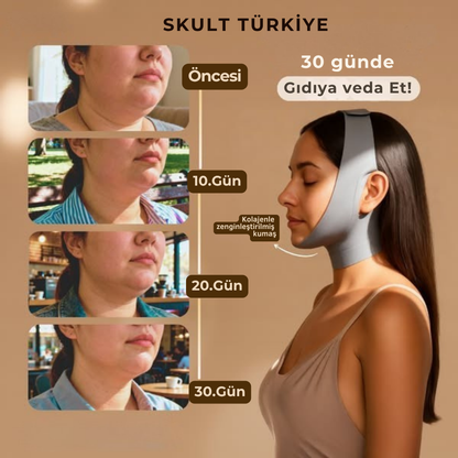 Skult™ Kolajenli Yüz Şekillendirici Band - Gıdı ve Çene Toparlayıcı